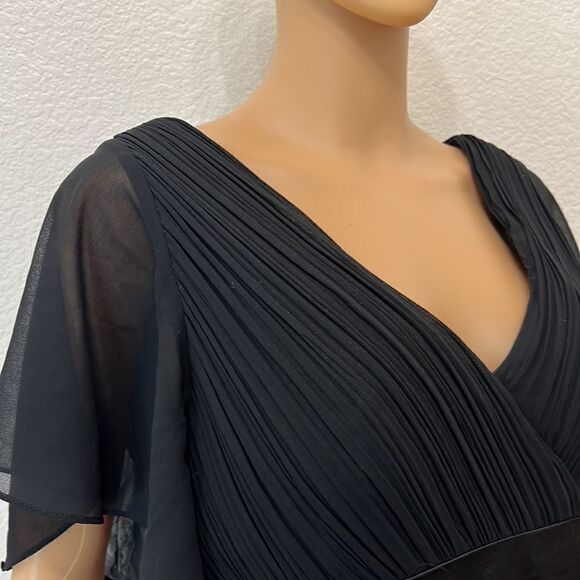 Ever Pretty Black Dress US 10 V Neck Lined Sash Waist Maxi Formal 💯 Polyester - Picture 3 of 8